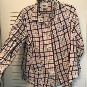 Light pink plaid button down